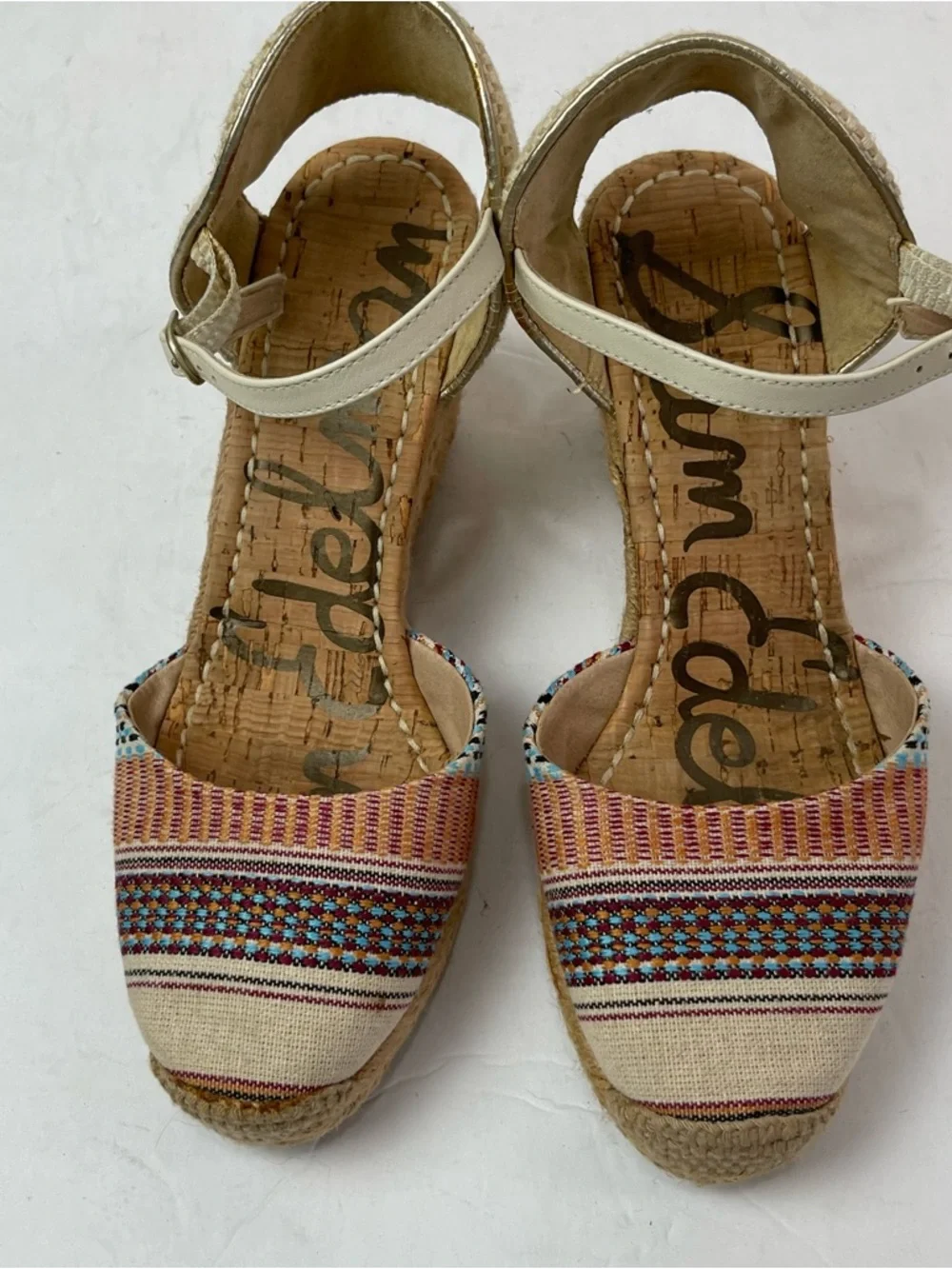 Sam Edelman Payton Espadrille‎ Wedge Size 6M Colorful Stripe Woven Wedge Heel